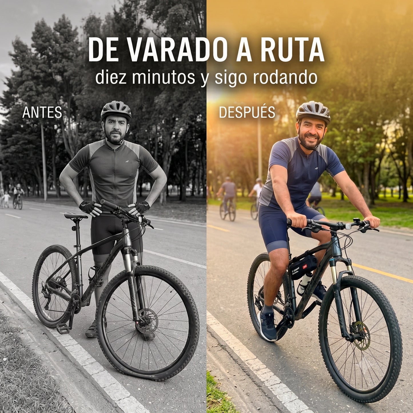Kit Esencial 3 en 1 para Bicicletas · Bomba 120 PSI + Parches + Multiherramienta