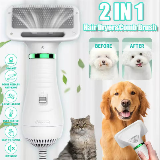 PetGroom Pro™ | Cepillo Secador 2 en 1 para Perros y Gatos