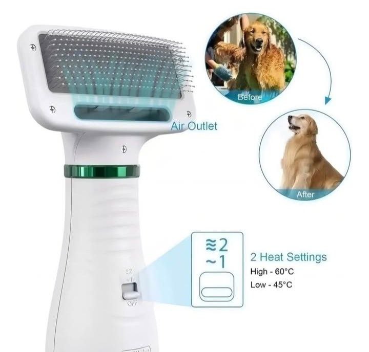 PetGroom Pro™ | Cepillo Secador 2 en 1 para Perros y Gatos